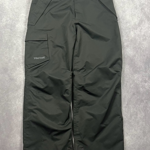 MARMOT Snow Pants Mens Large Size Black Ski Nylon Shell Cargo Pocket - Picture 1 of 5